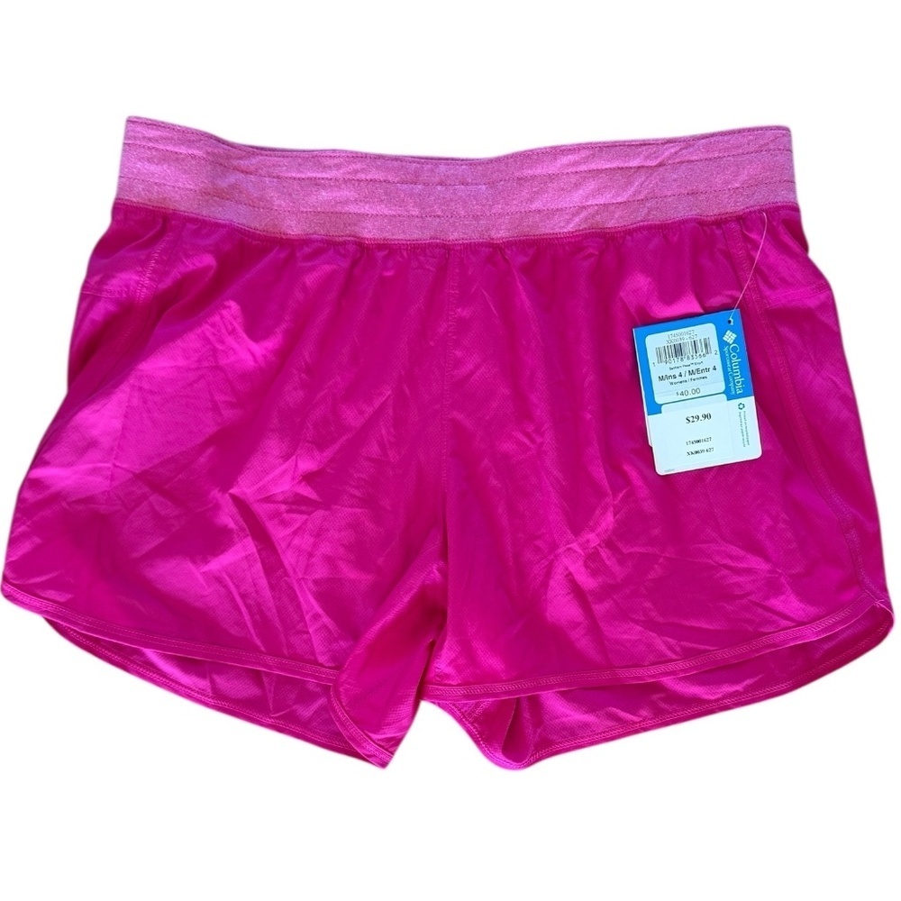 NWT Columbia Women Active Shorts MED 4” Santiam Pass Pink Outdoor Running Swim